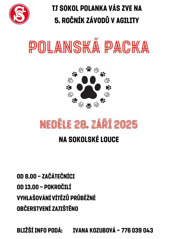 Plakát: Polanská packa, 5. ročník závodů v agility, 28. září 2025