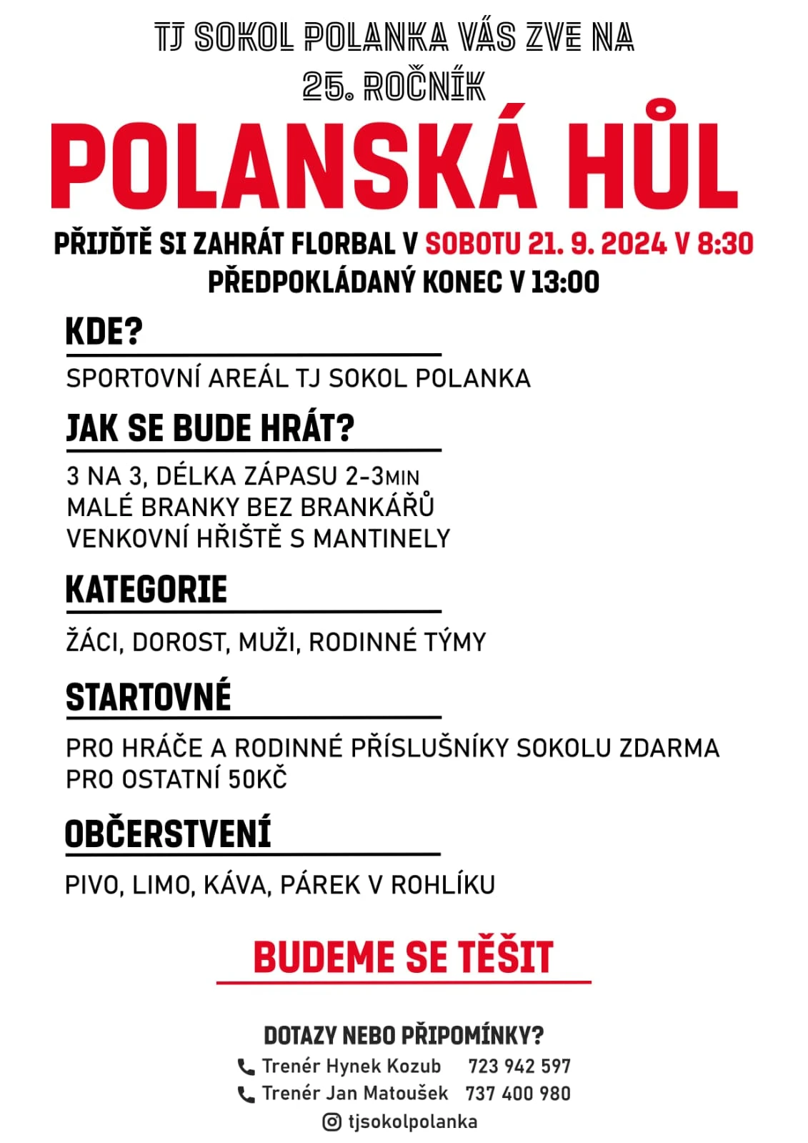 Plakát: Polanská hůl 2024, 25. ročník florbalového turnaje